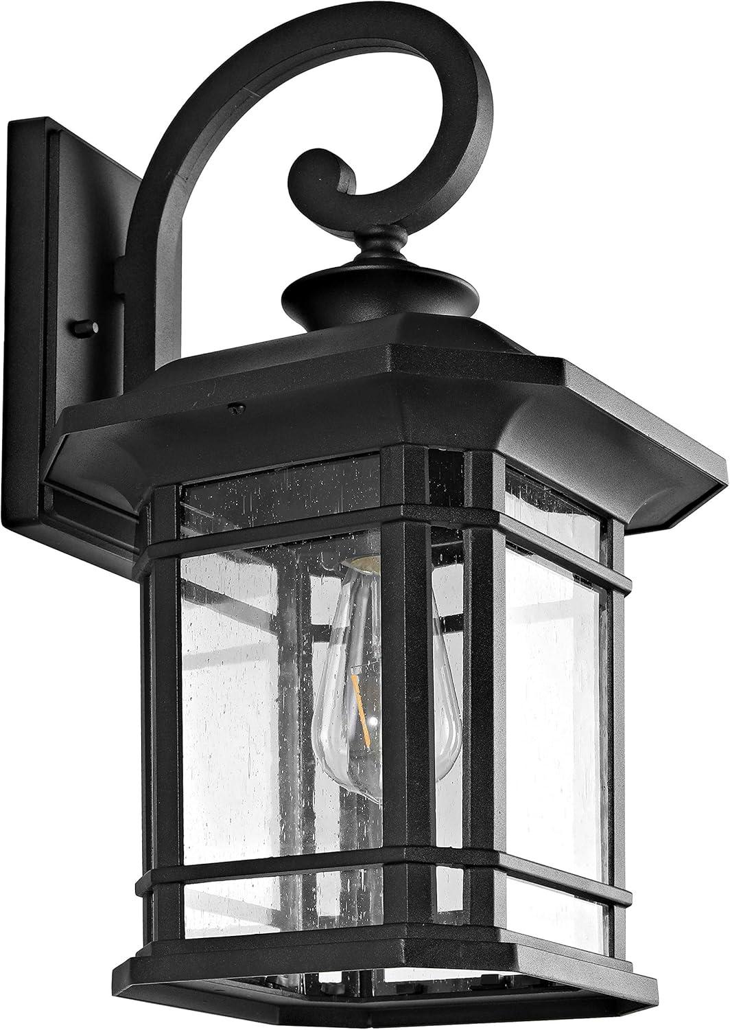 SAFAVIEH Cendra LED Black Aluminium Outdoor Wall Sconce with Clear Glass Shade