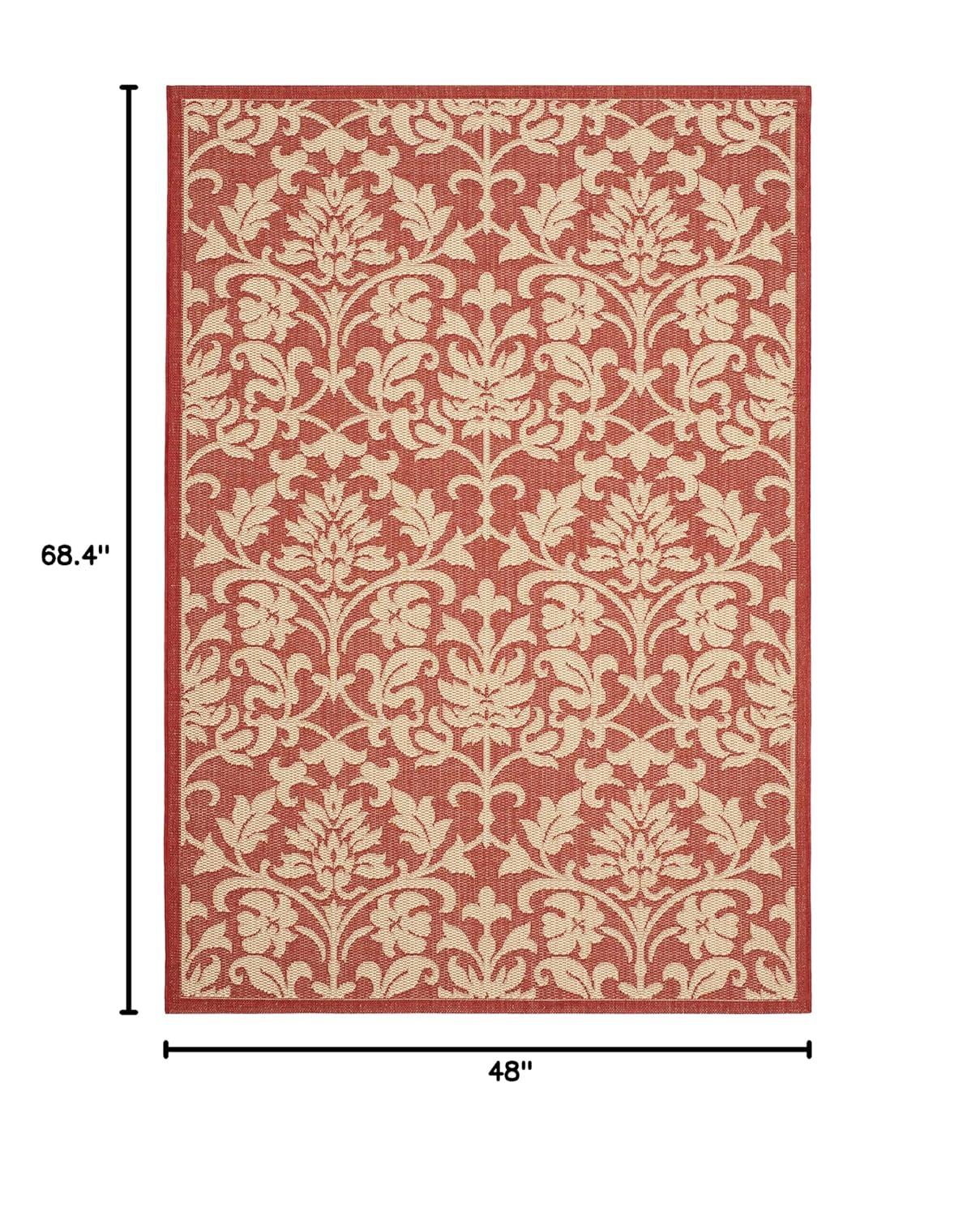 SAFAVIEH Courtyard Yvette Floral Indoor/Outdoor Area Rug, 4' x 5'7", Red/Natural