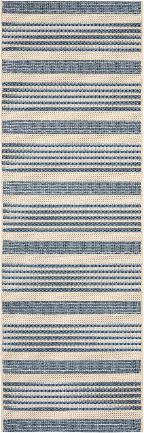 Courtyard CY6062 Power Loomed Indoor/Outdoor Runner Rug - Beige/Blue - 2'3"x12' - Safavieh.