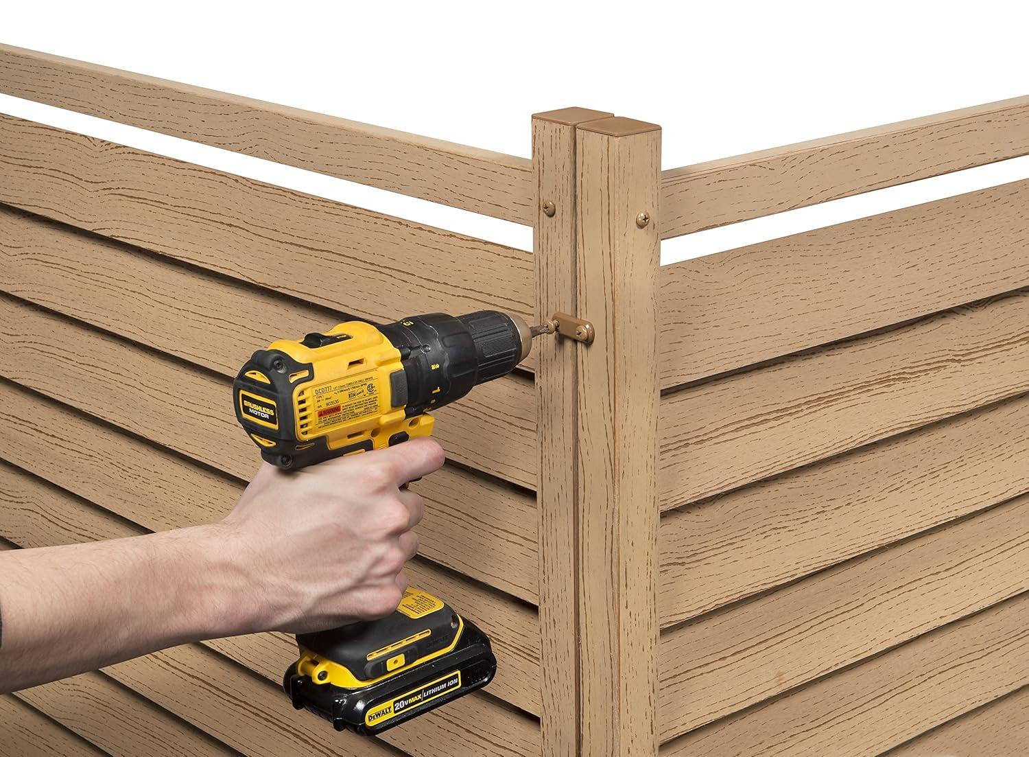 Enclo 44in H x 36in W (2 Panels) No Dig Enclo Waverly Vinyl Privacy Screen, Outdoor Privacy Screen Panels, Trash Can Enclosure, Air Conditioner & Pool Equipment Enclosure