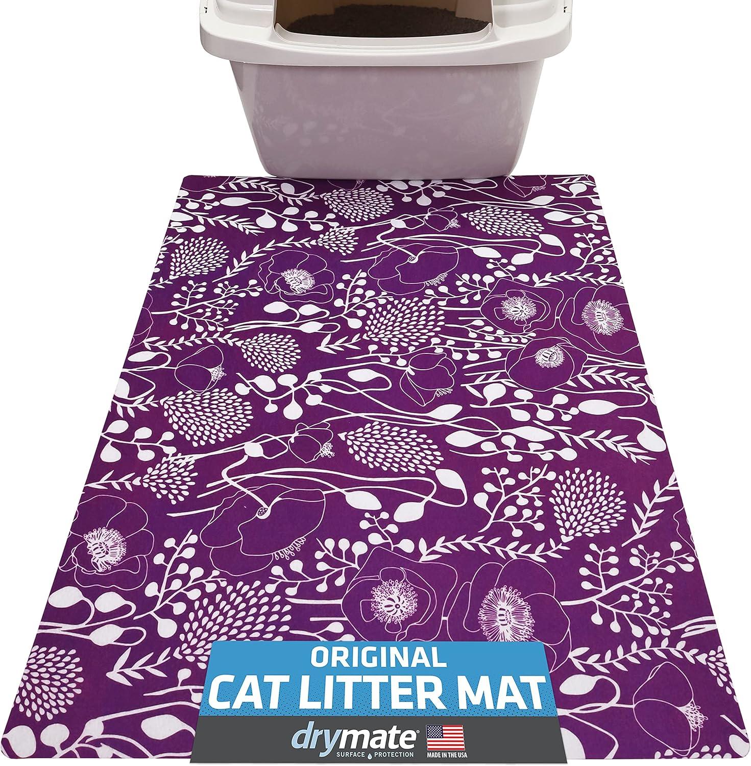 Cat Litter Mat for Litter Box, Protective & Decorative - Absorbent, Waterproof, Machine Washable