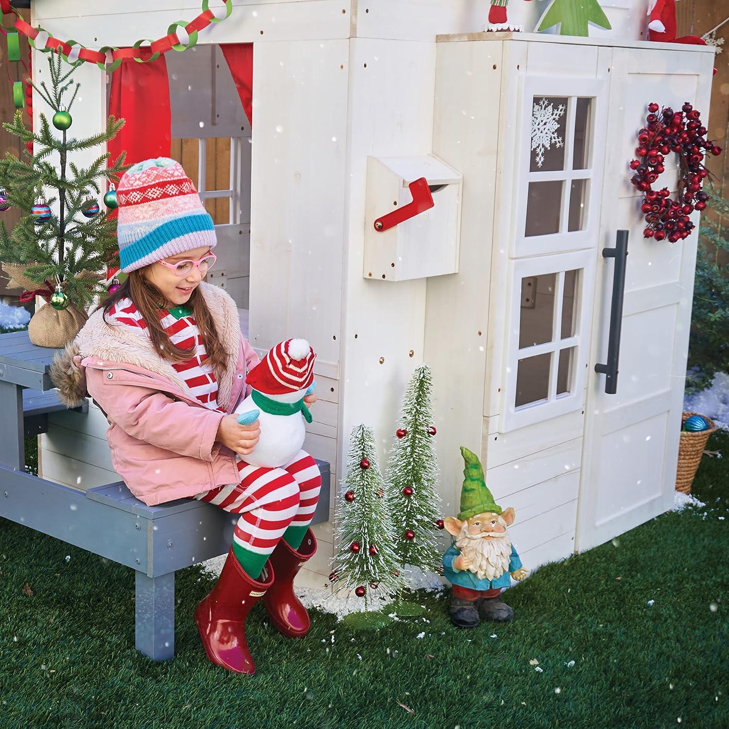 KidKraft Modern Outdoor Wooden Playhouse with Picnic Table, Mailbox & Outdoor Grill, White