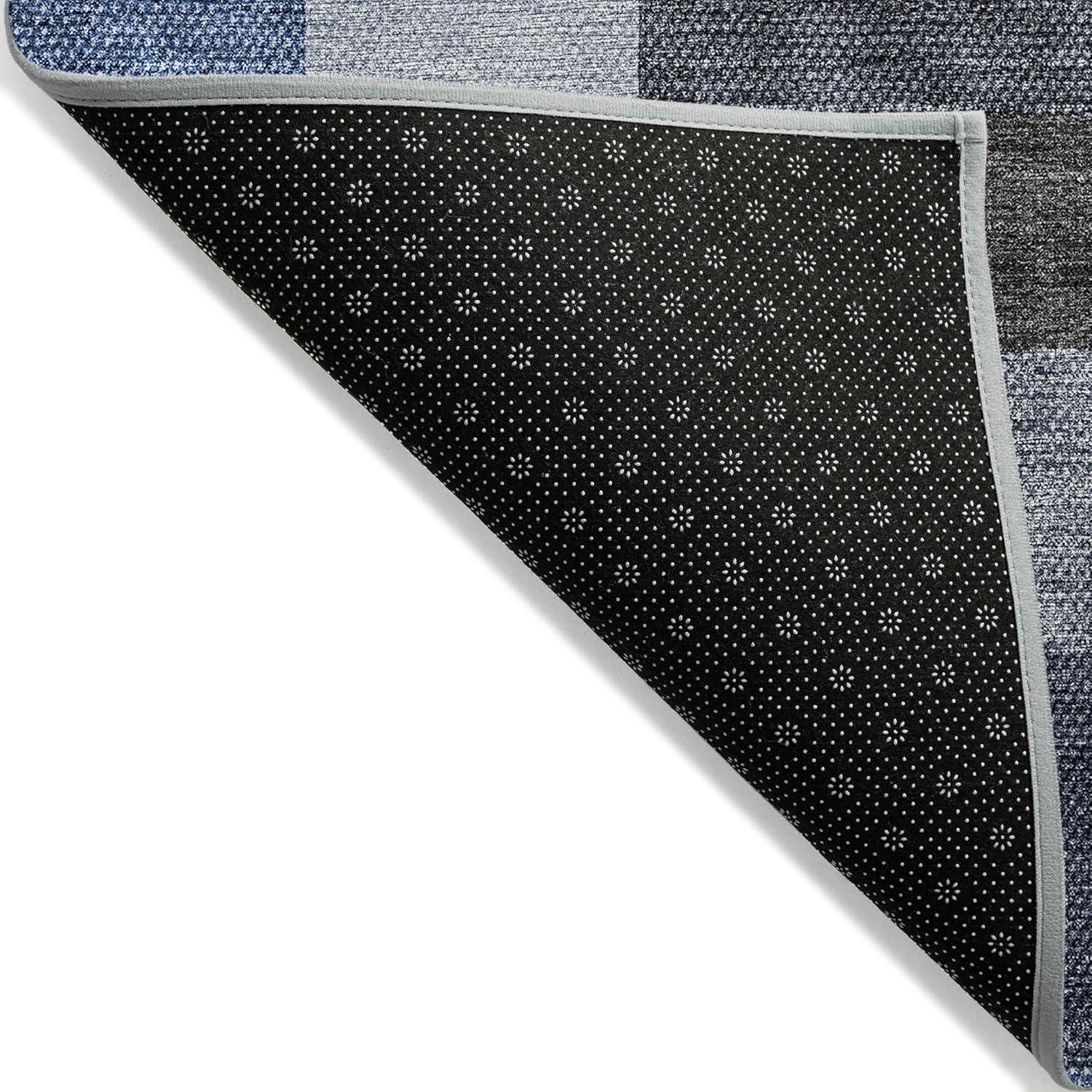 Blue and Gray Geometric 9' x 12' Indoor Outdoor Area Rug