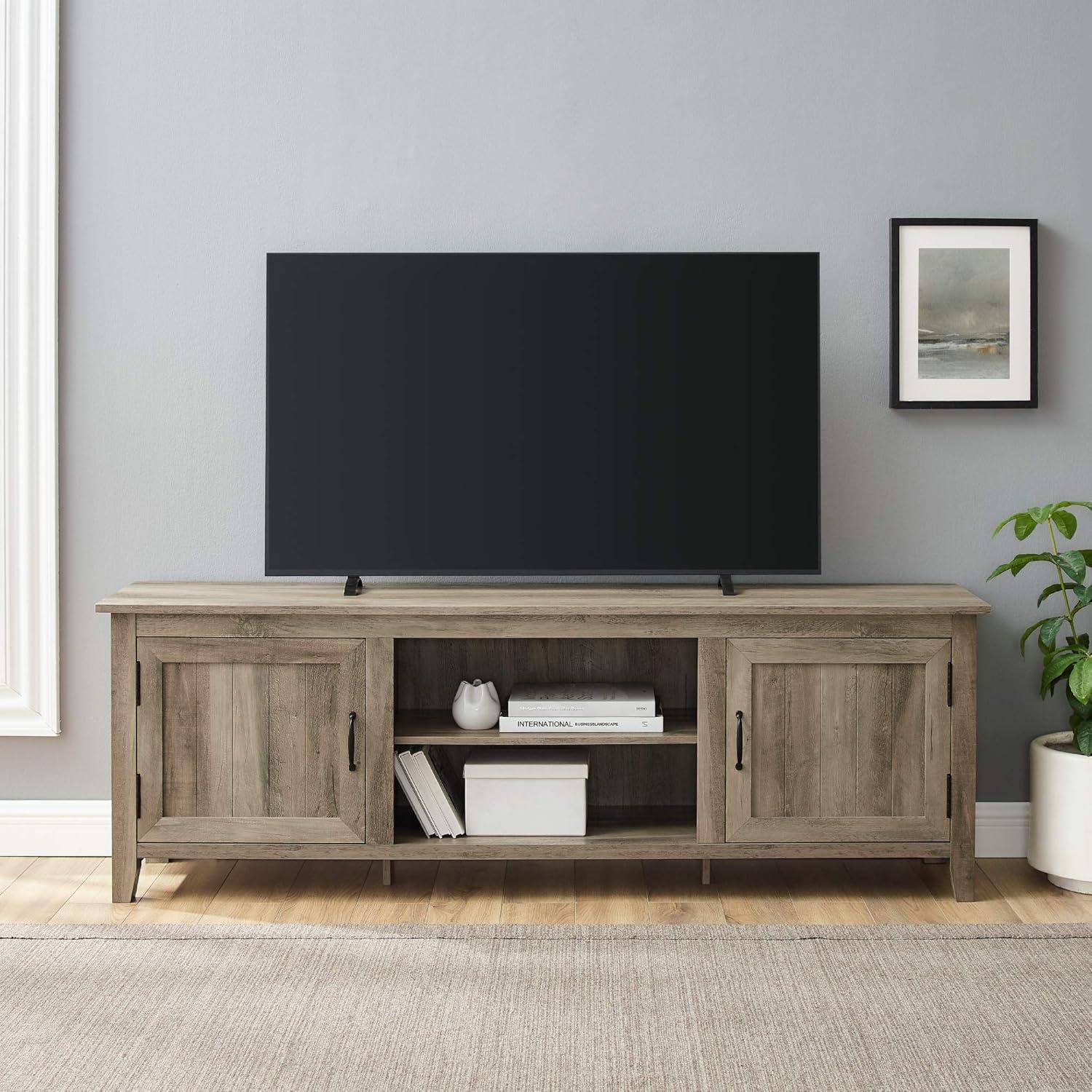 Modern Farmhouse 70" Gray TV Console with Cabinet Storage