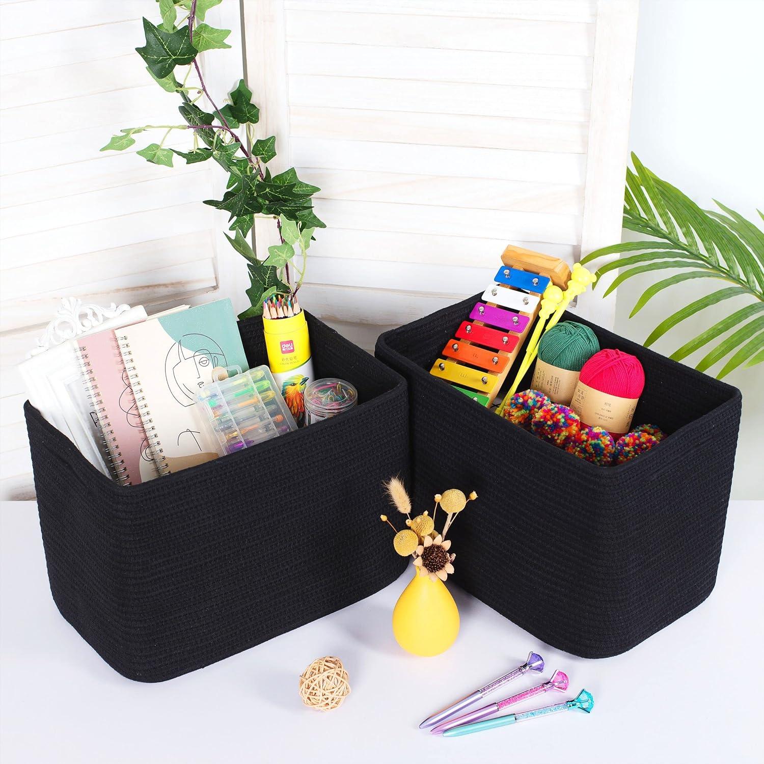 3Pcs Small Storage Baskets with Handle, Large Capacity, Strong Load-Bearing Organizer for Closet Storage