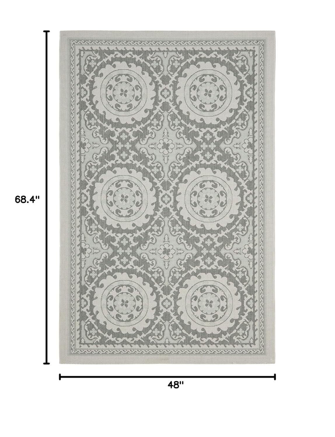 Courtyard CY7059 Power Loomed Indoor/Outdoor Area Rug - Light Grey/Anthracite - 4'x5'7" - Safavieh.