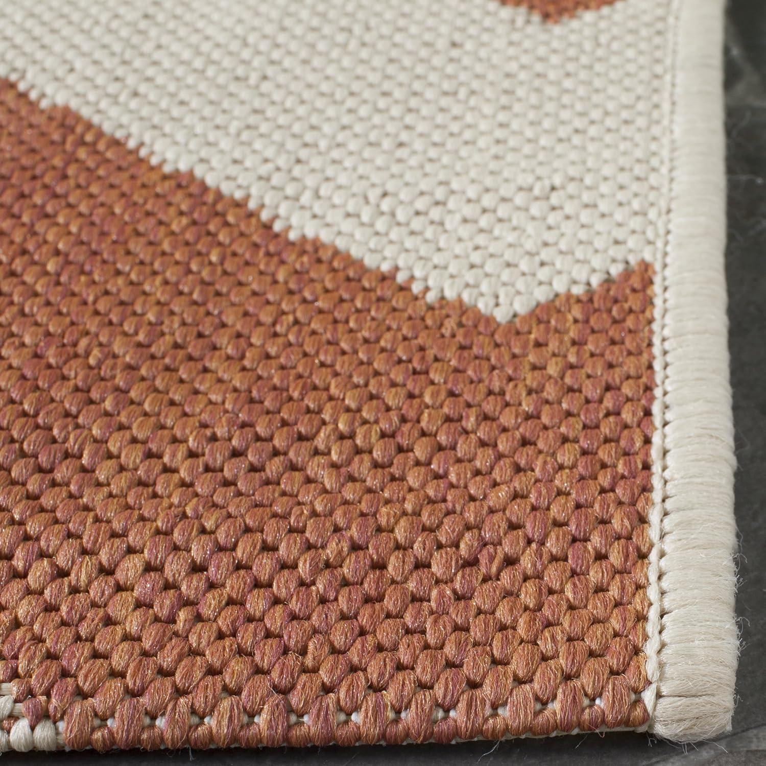 Courtyard CY6244 Power Loomed Indoor and Outdoor Area Rug - Terracotta/Beige - 5'3"x7'7" - Safavieh