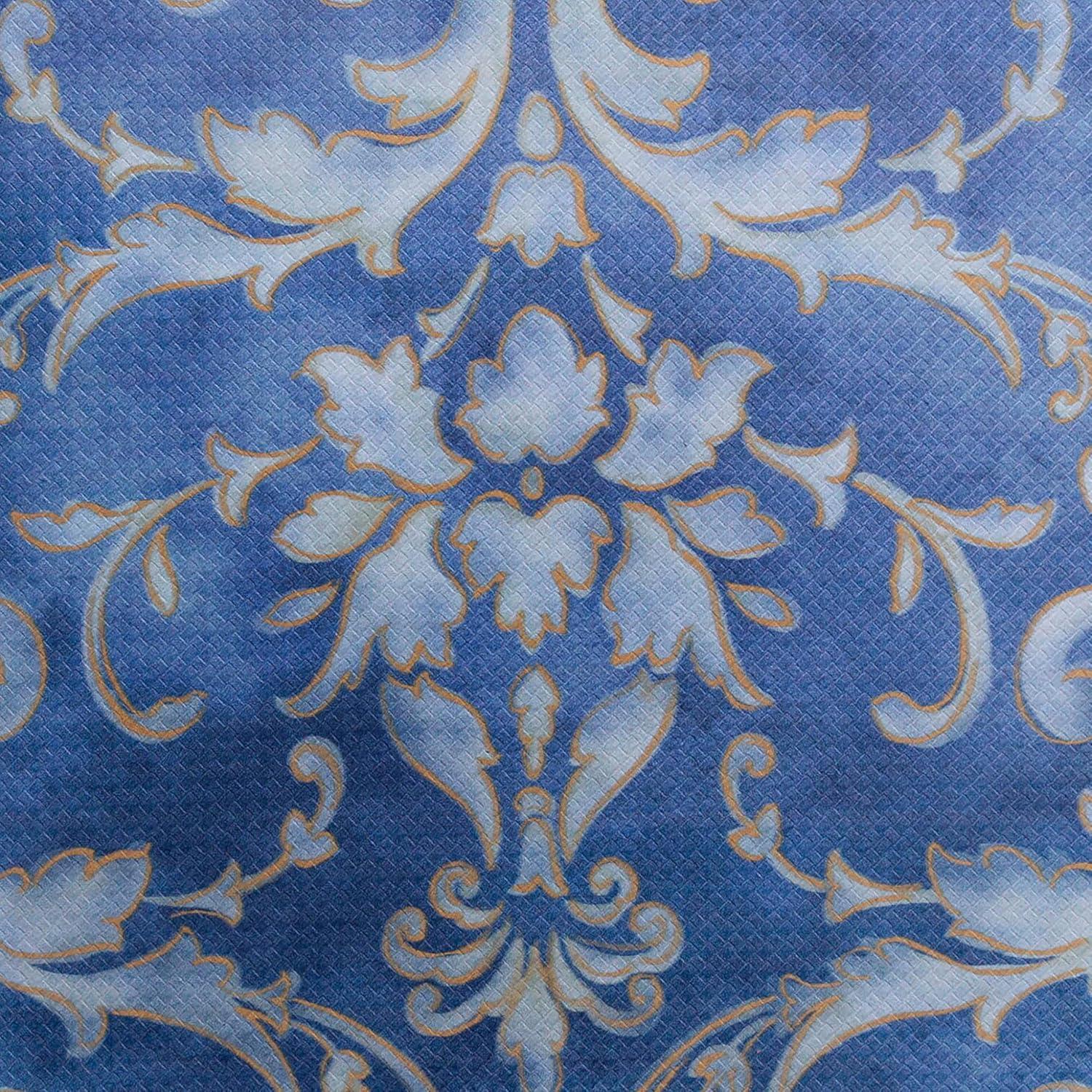 Blue and Gold Damask Anti-Fatigue Kitchen Mat