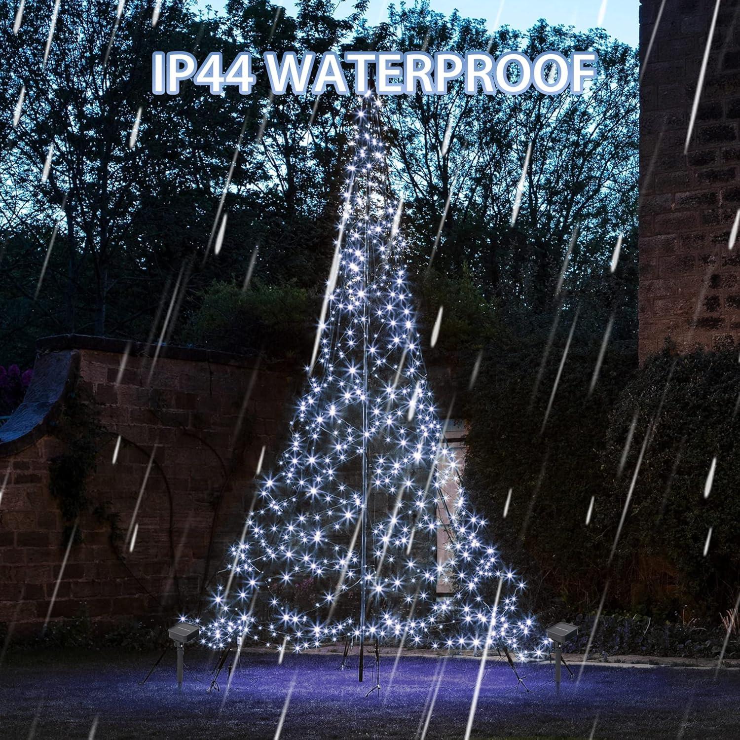 Dazzle Bright 2 Pack Solar String Lights Outdoor, Total 80FT 240LED Solar Powered Waterproof Fairy Lights 8 Modes, Copper Wire Lights for Christmas Patio Party Tree Yard Decoration (White)