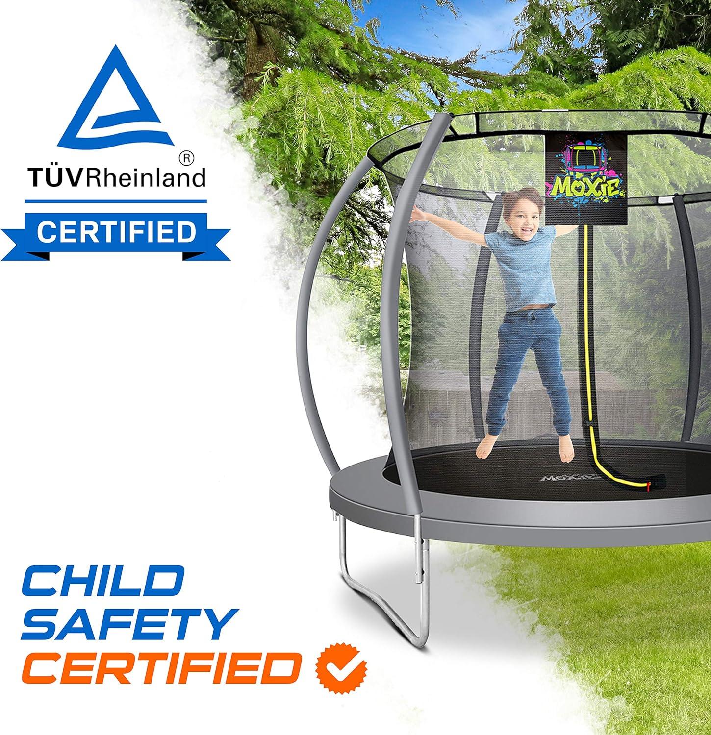 Moxie Machrus Moxie Pumpkin-Shaped Outdoor Trampoline Set w/ Premium Top-Ring Frame Safety Enclosure, 8 FT