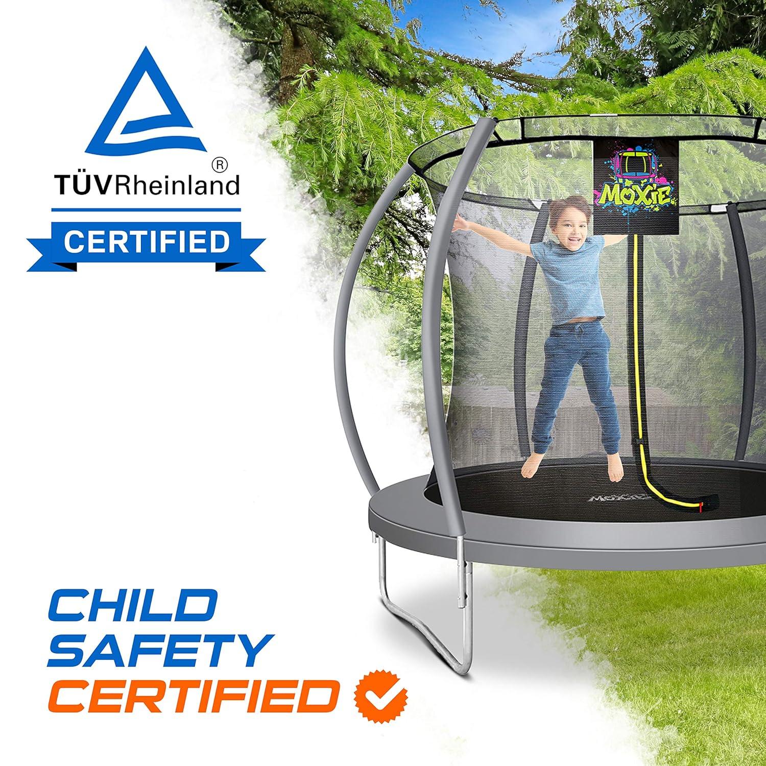 Moxie Machrus Moxie Pumpkin-Shaped Outdoor Trampoline Set w/ Premium Top-Ring Frame Safety Enclosure, 8 FT