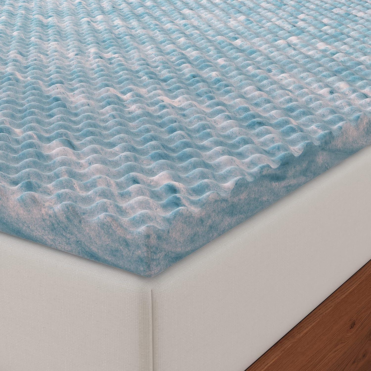 Twin Blue Gel Eggcrate Memory Foam Mattress Topper