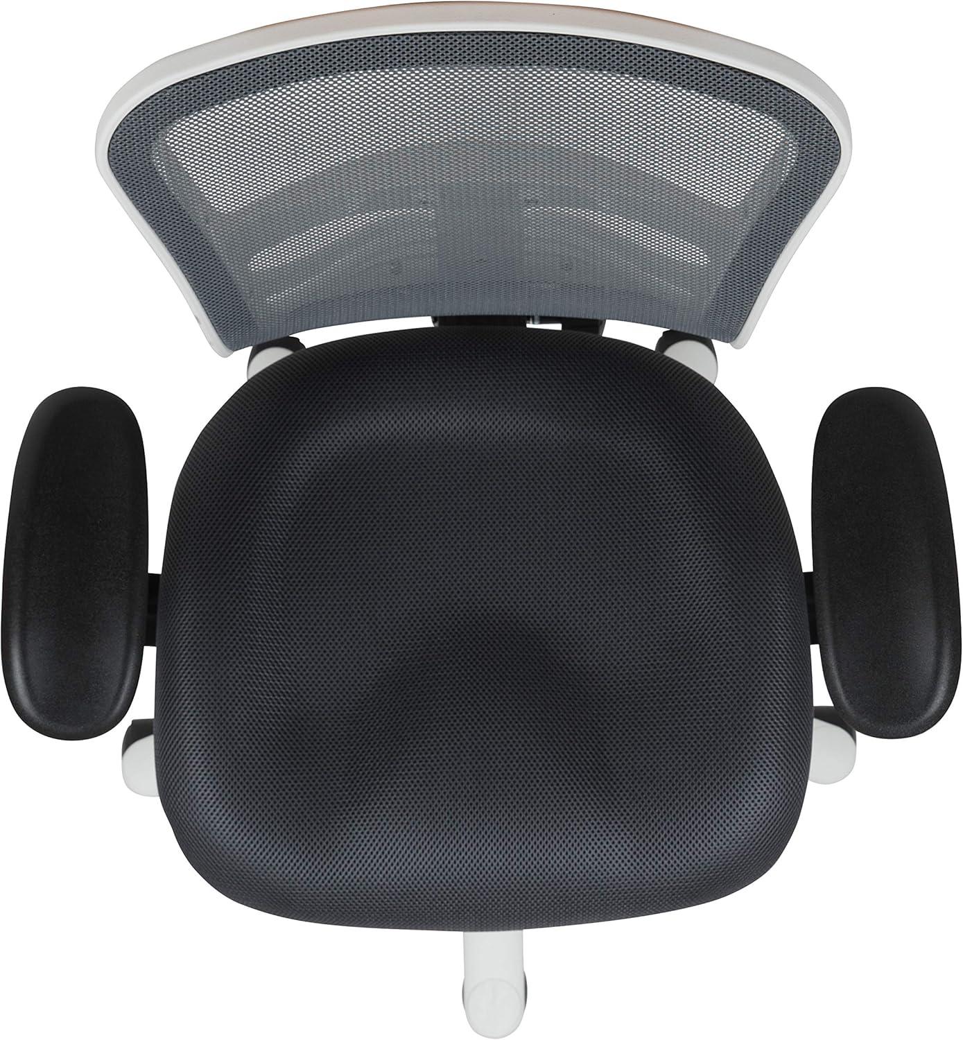 Flash Furniture Mid-Back Dark Gray Mesh Multifunction Executive Swivel Ergonomic Office Chair with Adjustable Arms and White Frame