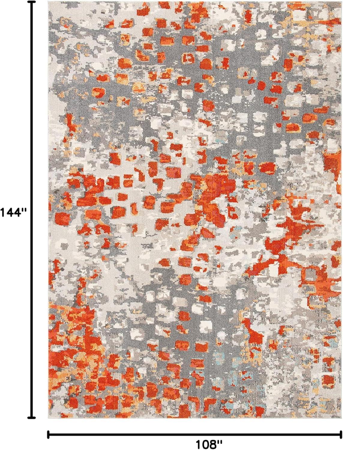 SAFAVIEH Monaco Driskoll Abstract Area Rug, Grey/Orange, 9' x 12'