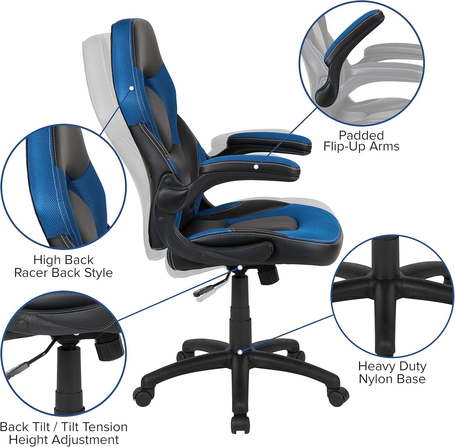 Flash Furniture X10 Gaming Chair Racing Office Ergonomic Computer PC Adjustable Swivel Chair with Flip-up Arms