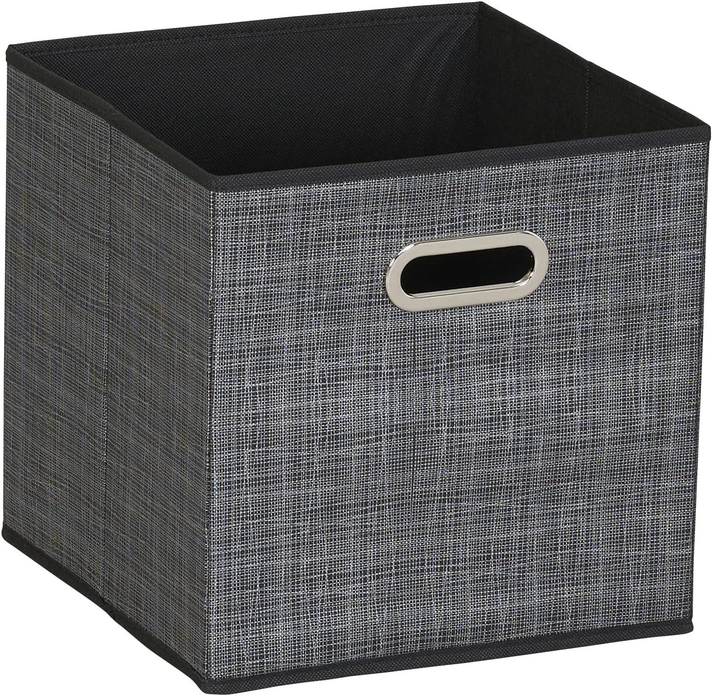 Household Essentials 11" Set of 6 Storage Bins Tan Mix: 11in Polyester Canvas, Folds Flat, No Assembly, Beige