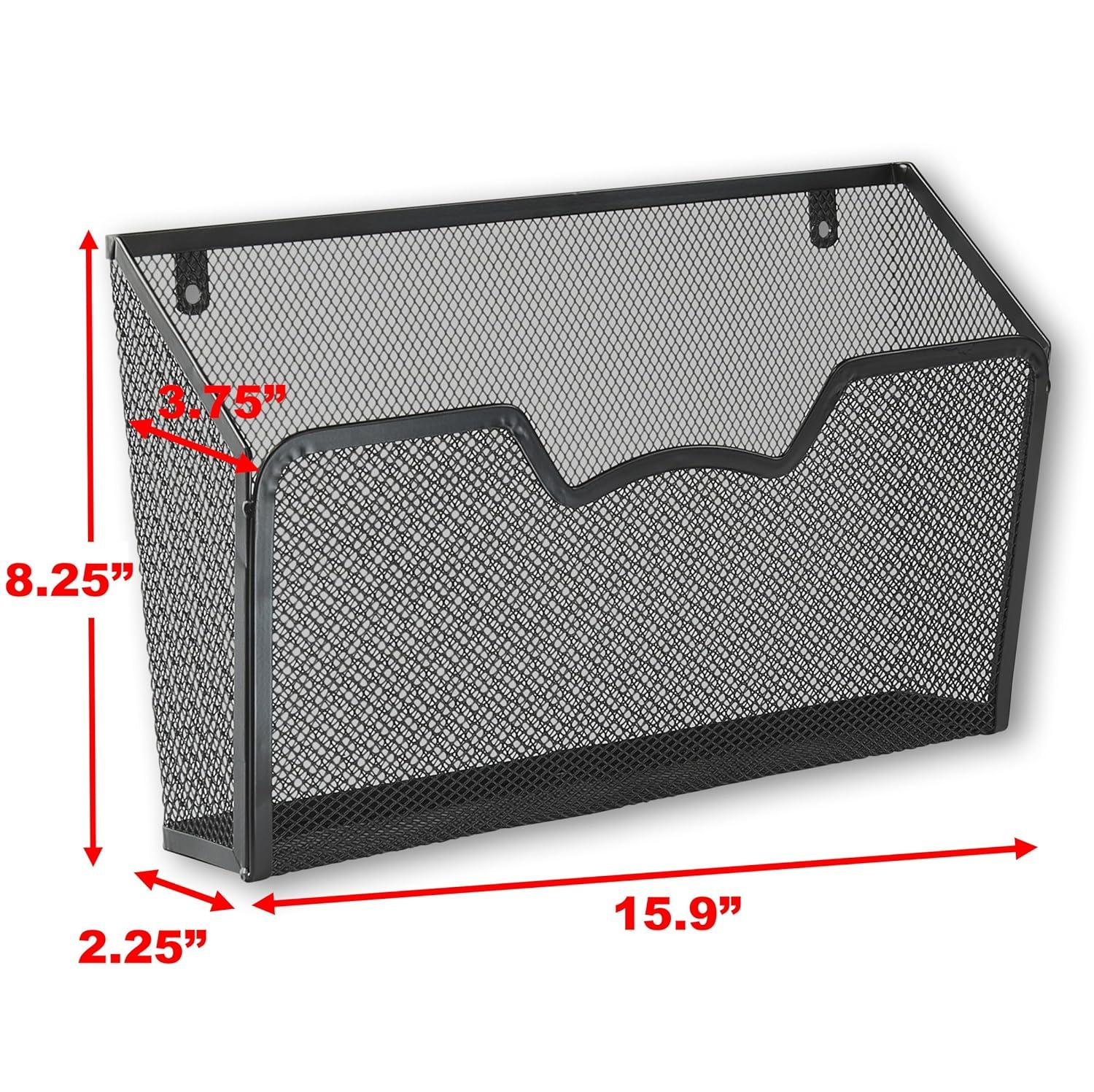 SHW 3PK Single Pocket Wall Mount File Holder, Black