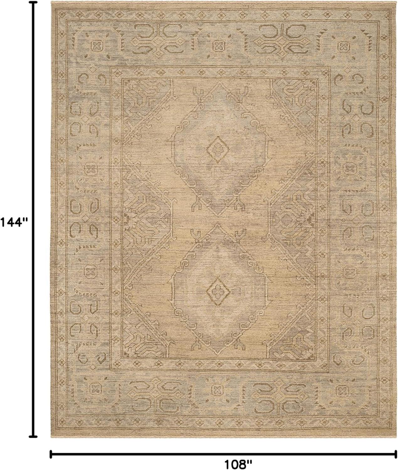 Gray Hand-Knotted Wool Rectangular 9' x 12' Rug