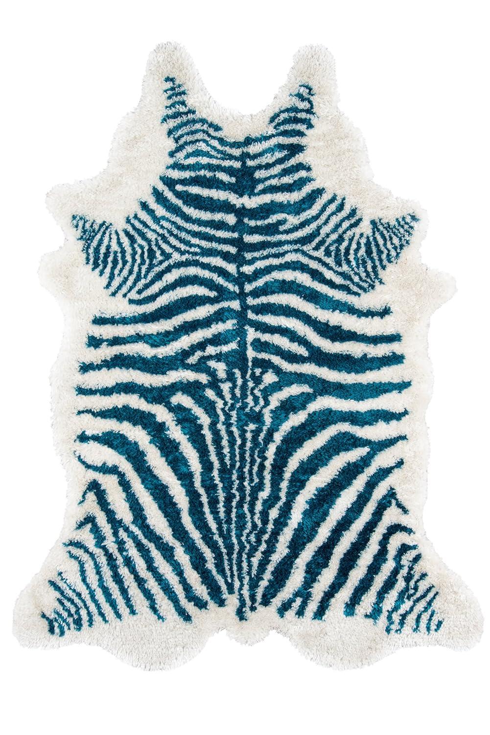Khalhari Animal Print Handmade Tufted Turquoise/White Area Rug
