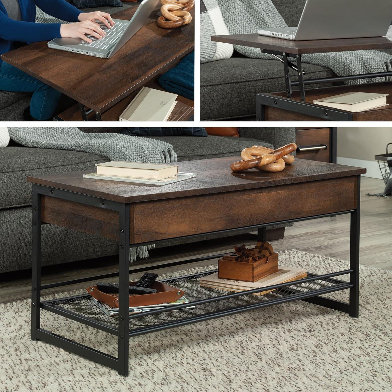 Sauder Briarbrook Lift Top Coffee Table Barrel Oak: Transitional Style, Metal Frame, MDF Top, C-Shape Base