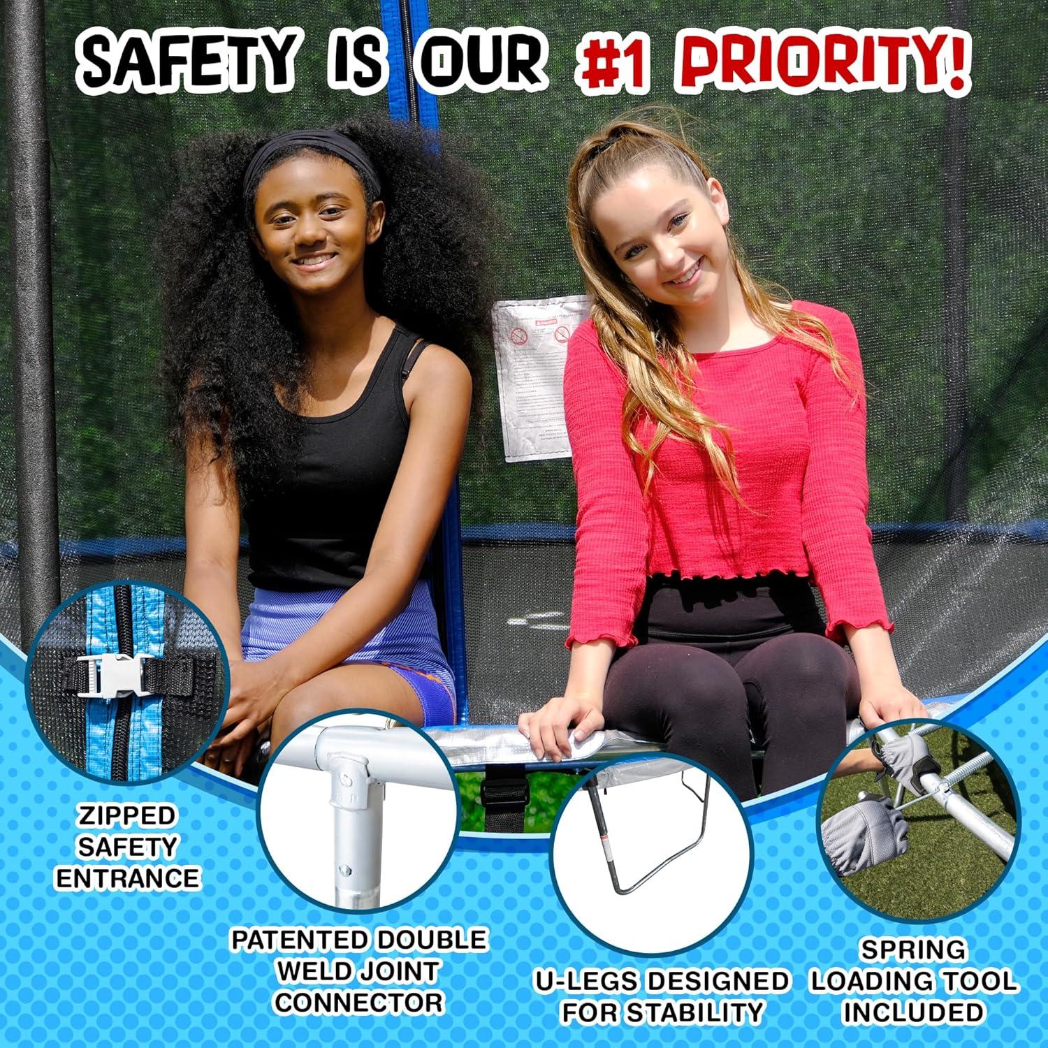 TruJump Sportspower TruJump 14' Round Trampoline with Safety Enclosure & with Lifetime Warranty on Jump Mat