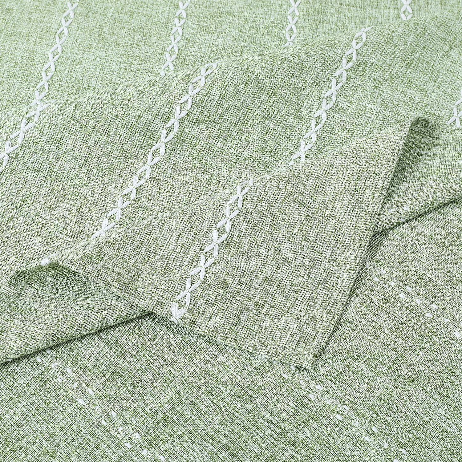 Chassic 60 x 84 inches Farmhouse Style Linen tablecloths, Wrinkle Resistant Washable Dining Room Table Cloths for Rectangle Tables - Hemstitch Sage Green