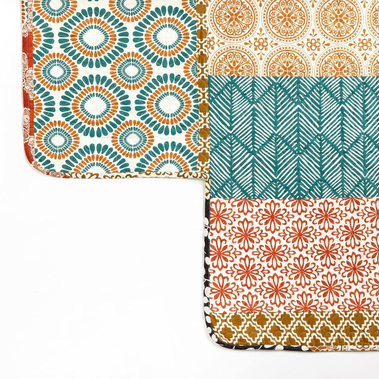 Lush Decor Green/Pink/Yellow Cotton Blend 6 Piece Coverlet / Bedspread Set