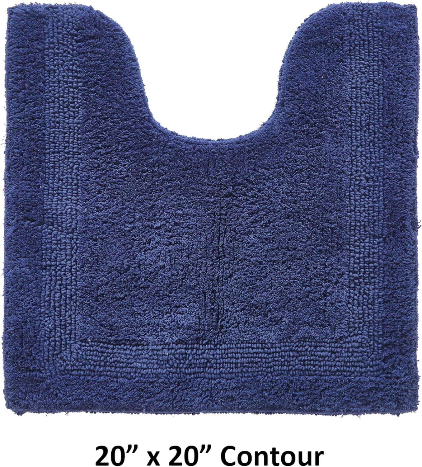 Better Trends Lux 100% Cotton Tufted Solid Reversible Bath Rug 20" x 20" Contour - Navy