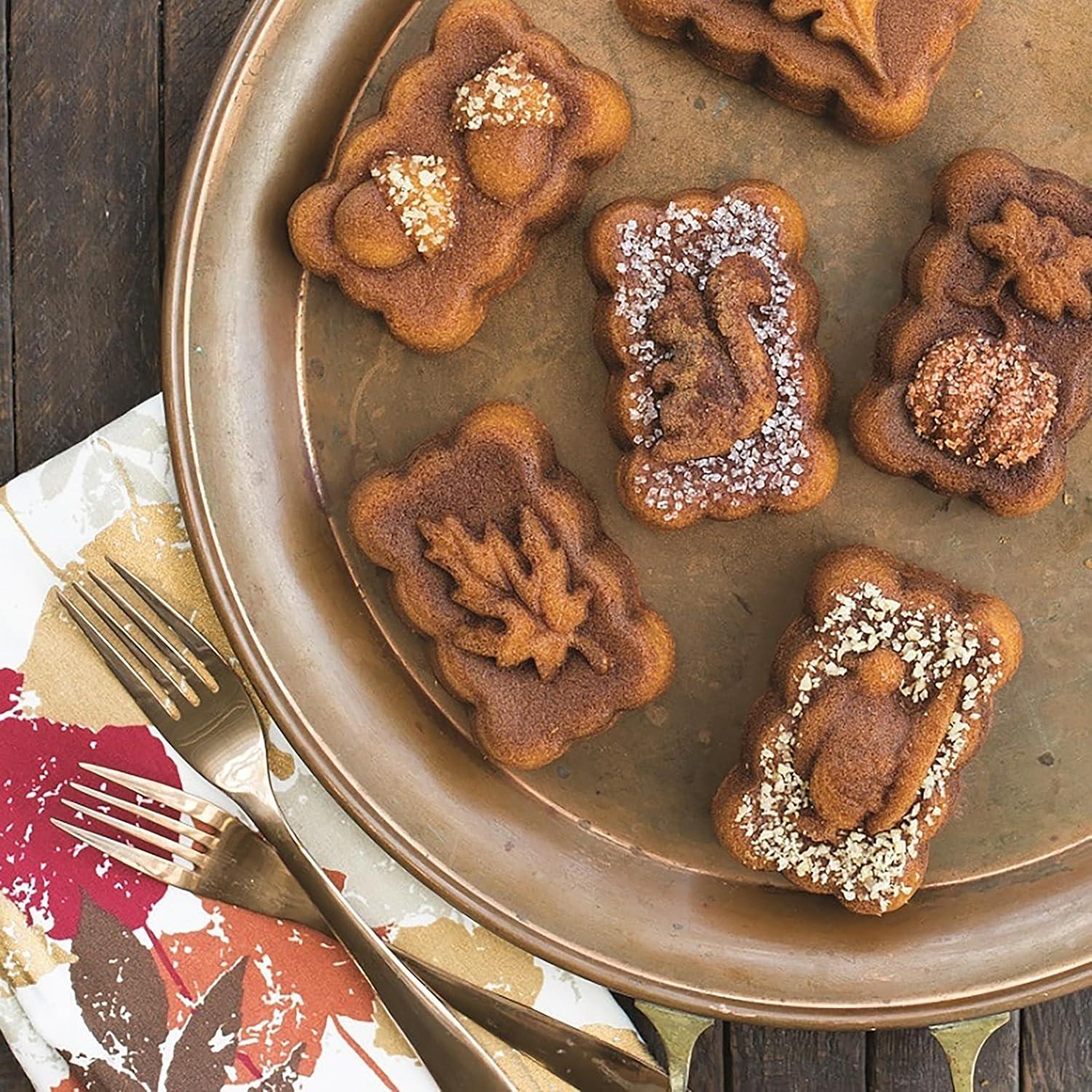 Harvest Mini Loaf Pan with Fall Designs, Non-stick Aluminum