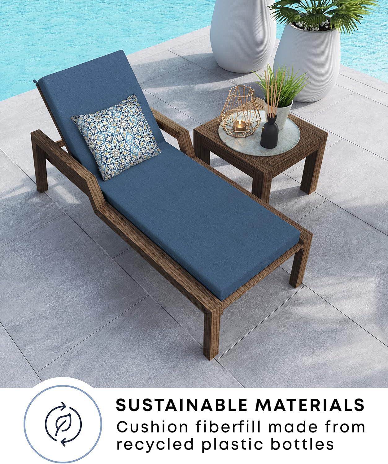 Honeycomb Outdoor Chaise Lounge Cushion - Textured Solid Pacific Blue