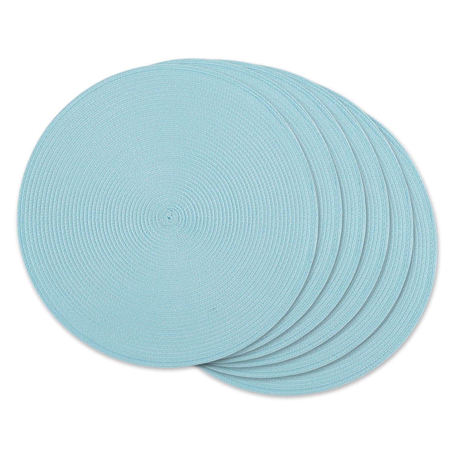 DII Solid Woven Placemat Set 6 Piece, Robbins Egg Blue, 15" Dia