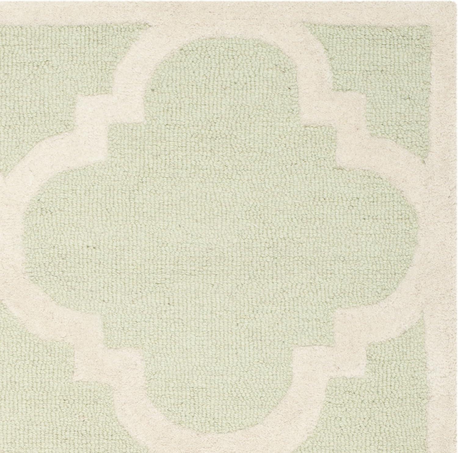 SAFAVIEH Cambridge Justine Geometric Wool Area Rug, Light Green/Ivory, 3' x 5'