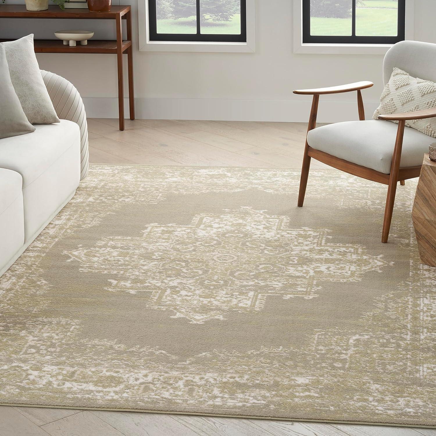 Nourison Grafix Center Medallion Area Rug Olive 7'10" x 9'10"