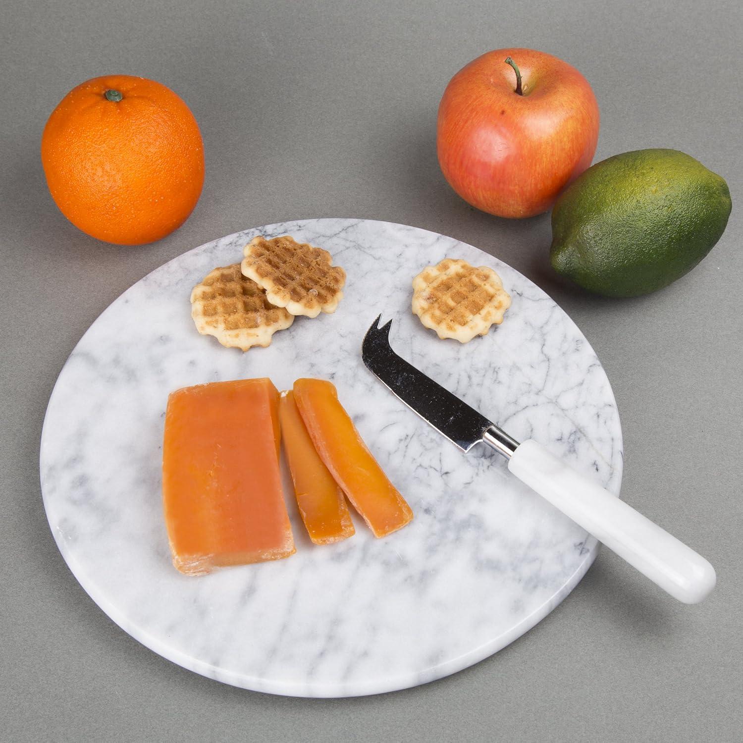 Elegant Off-White Marble Round Serving Board, 12" Diameter