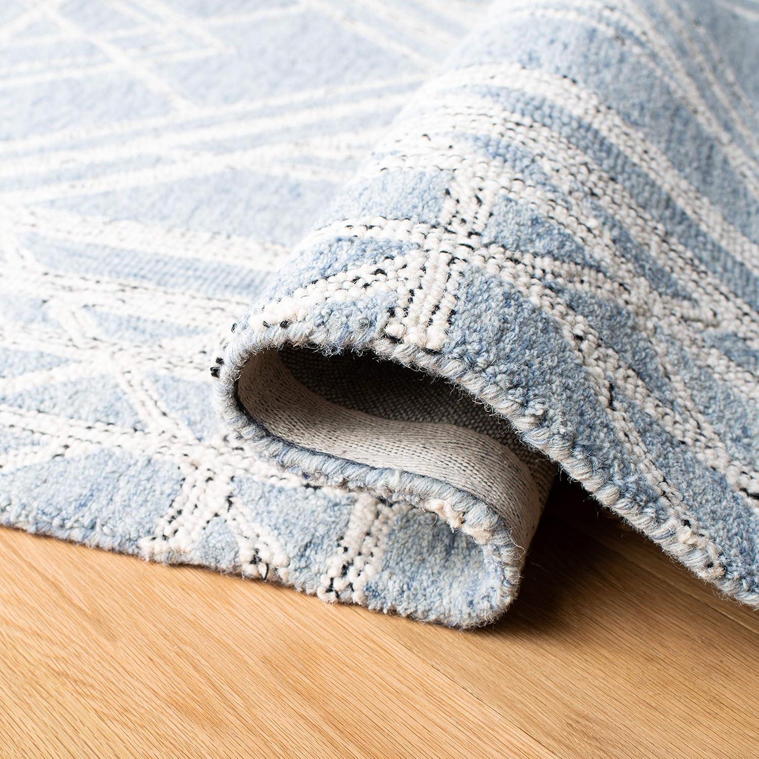 SAFAVIEH Micro-Loop Randall Geometric Area Rug, Light Blue/Ivory, 8' x 10'