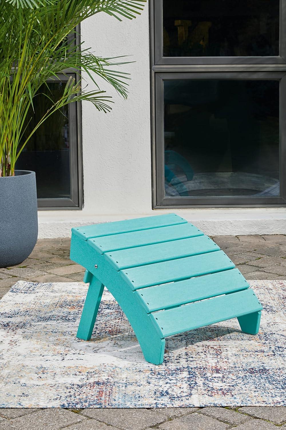 Signature Design by Ashley Sundown Treasure Outdoor Patio Ottoman, Turquoise