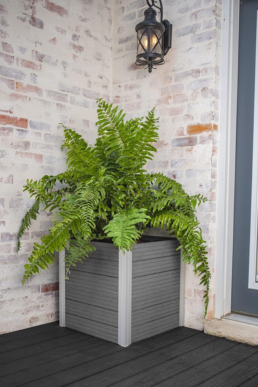 Urbana 22" Slate Gray Vinyl Cube Planter