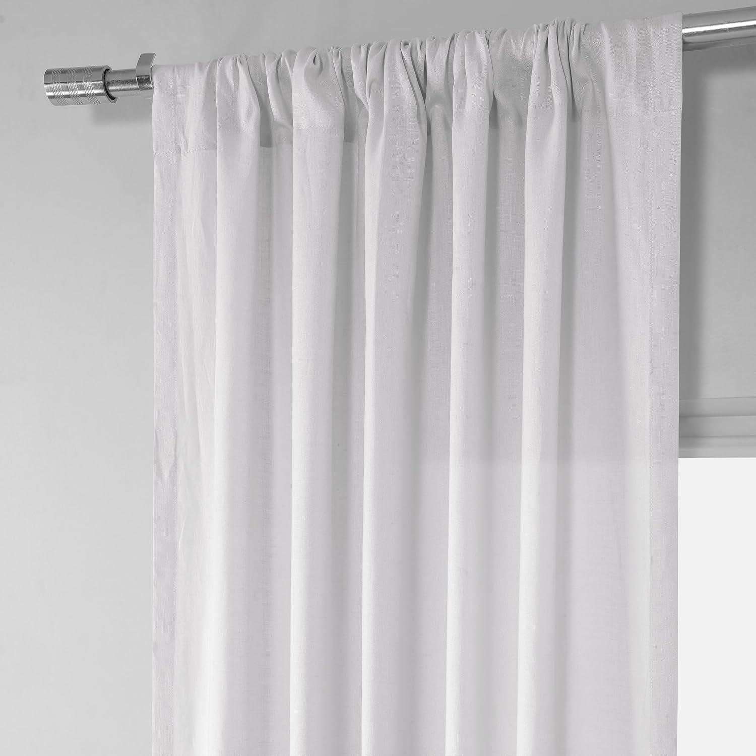 Purity White 96-Inch Linen Sheer Rod Pocket Curtains