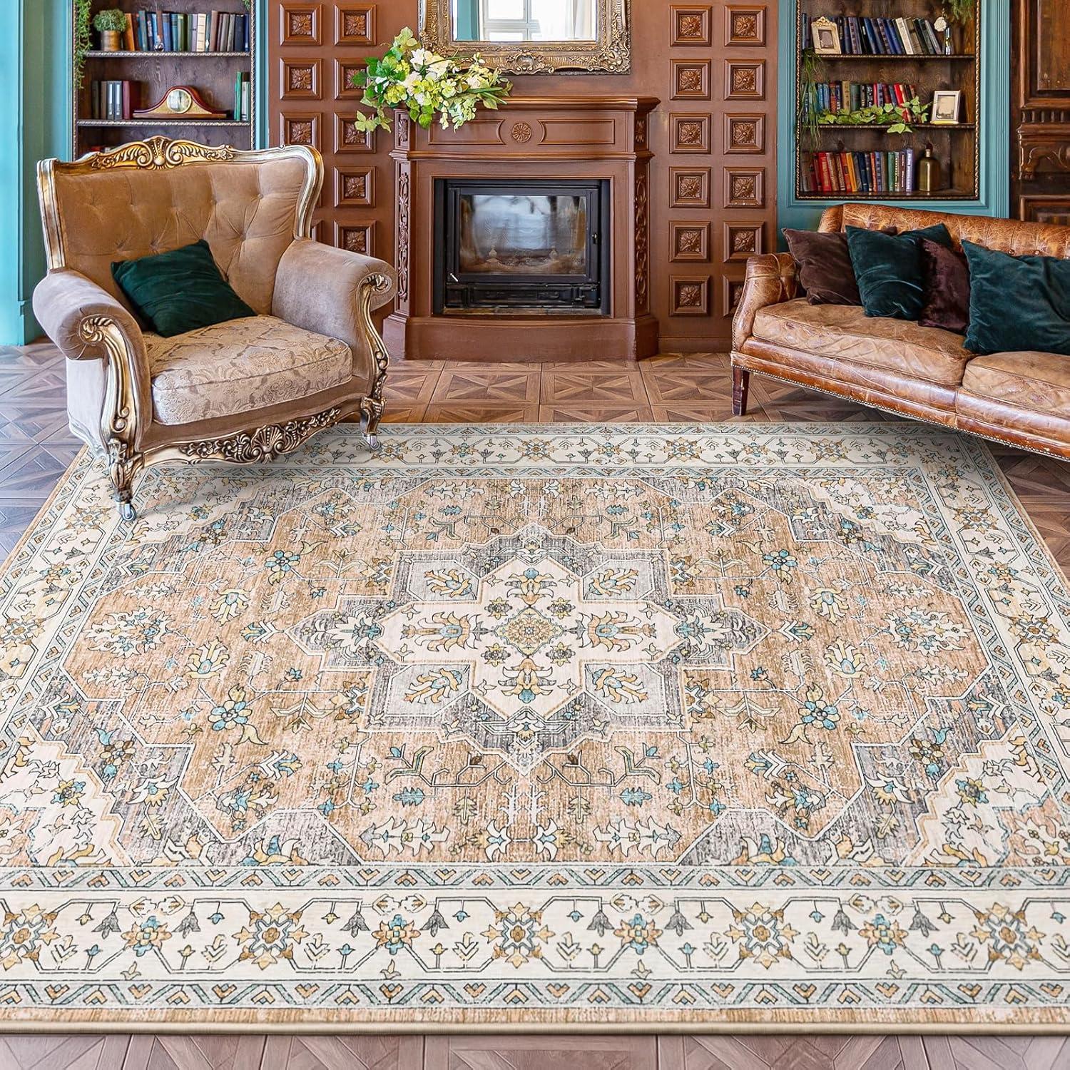 Nuloom Zara Medallion 4x6 Indoor Area Rug for Living Room Bedroom Dining Room Kitchen, Rust/Blue