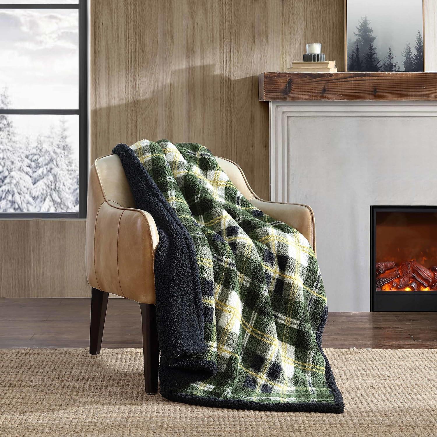 Eddie Bauer Printed Sherpa Reversible Throw Blankets