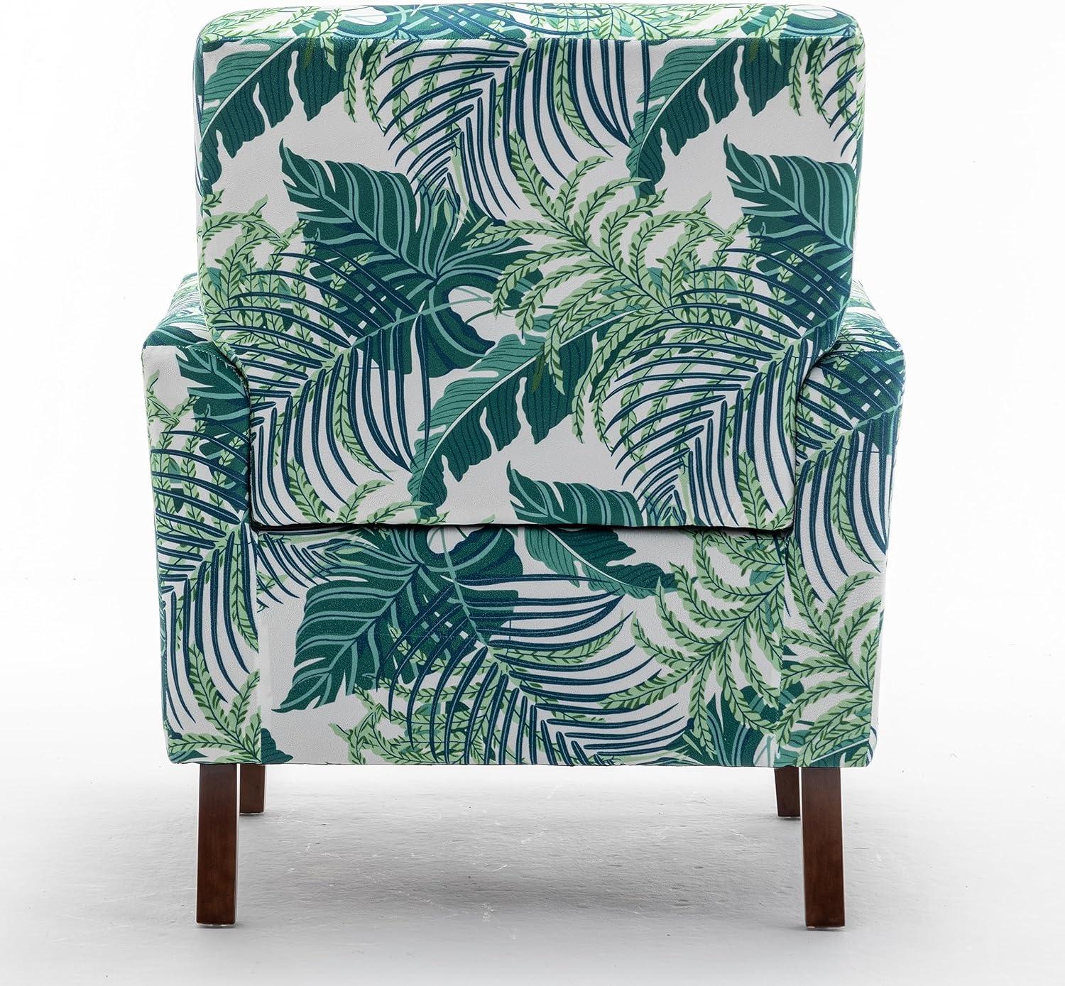 Contemporary Accent Arm Chair with Birch Wood Frame and Velvet Upholstery, Armchair for Office and Living Room Decor, Removable Cushions, 01 Printed Fabric