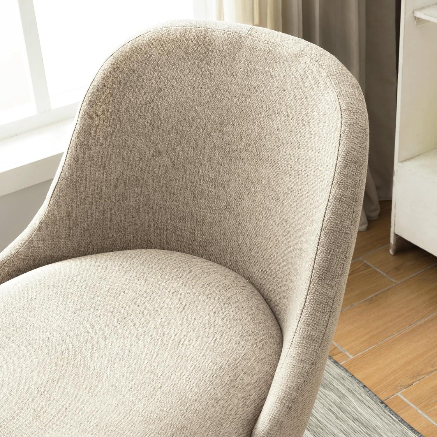 Willa Arlo™ Interiors Barrelback Stool with Linen Seat and Metal Base