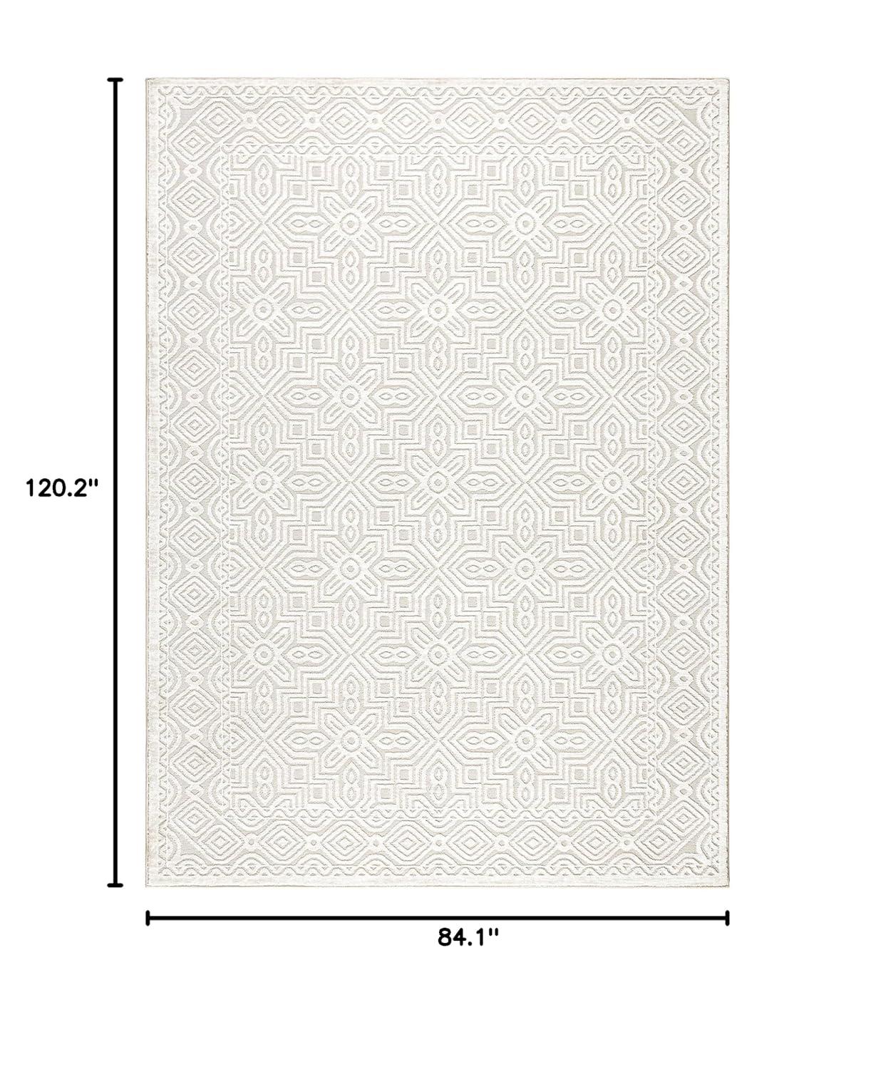 TOWN & COUNTRY LUXE Maya Medallion Indoor Area Rug with High-Low Texture, Ivory/Greige