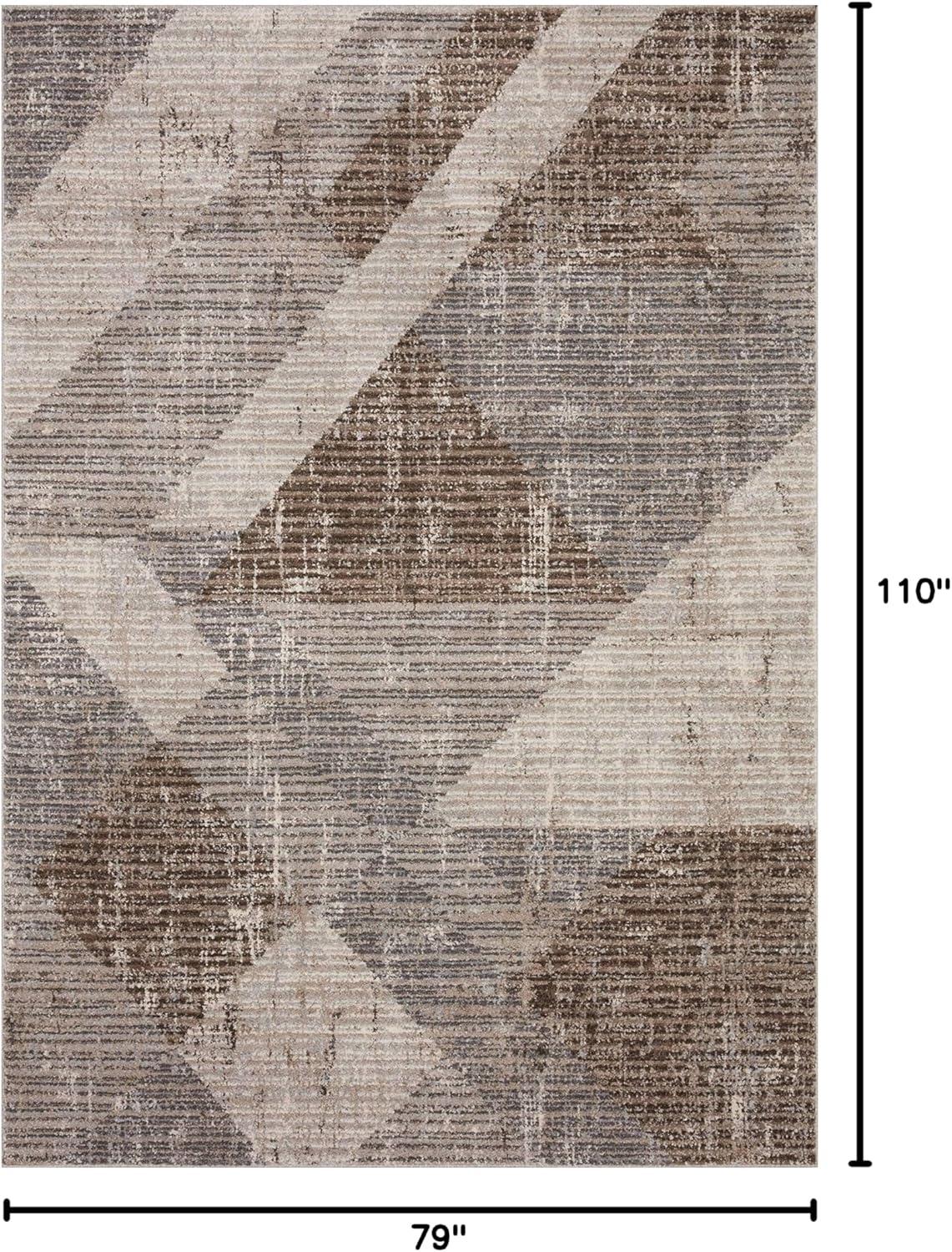 Austen Stone Bark 6'7" x 9'2" Gray Geometric Wool-Blend Area Rug