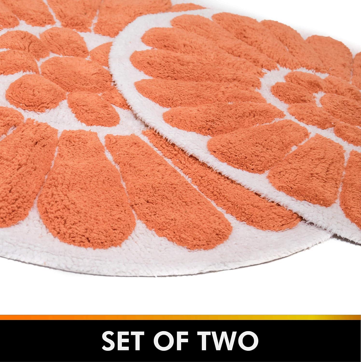 Chesapeake Merchandising 2pc Bursting Flower Bath Rug Set Coral : Microfiber, Machine Washable, Non-Slip Backing