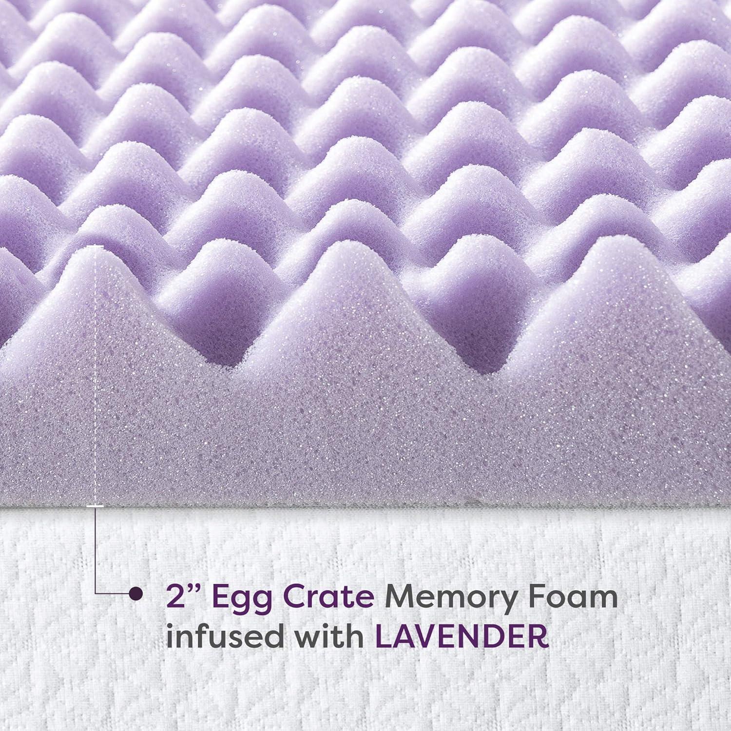 Best Price Mattress 2 Inch Egg Crate Memory Foam Mattress Topper with Soothing Lavender Infusion, CertiPUR-US Certified, Full