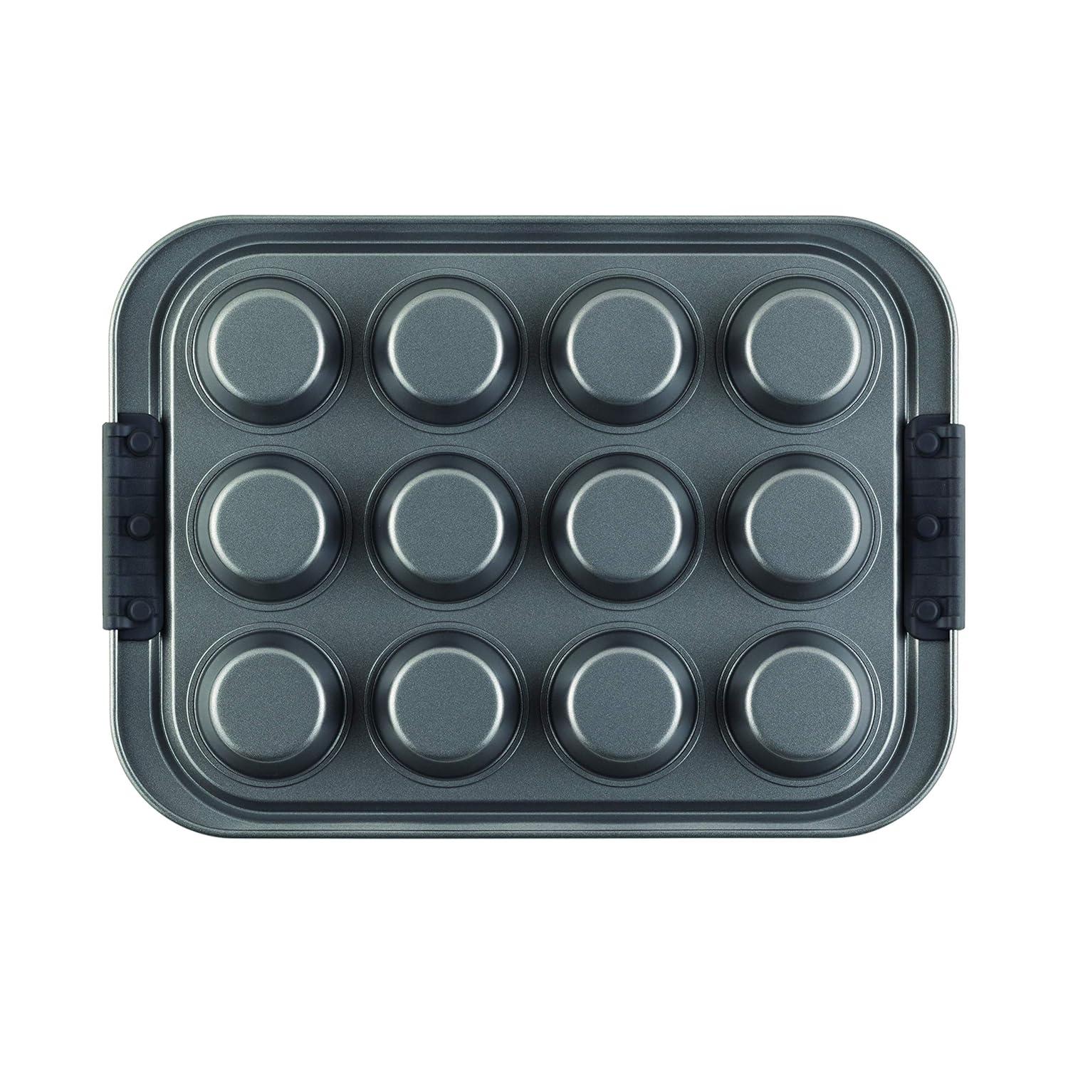 Anolon Anolon Advanced Bakeware Nonstick Muffin Pan with Lid, 12-Cup, Graphite