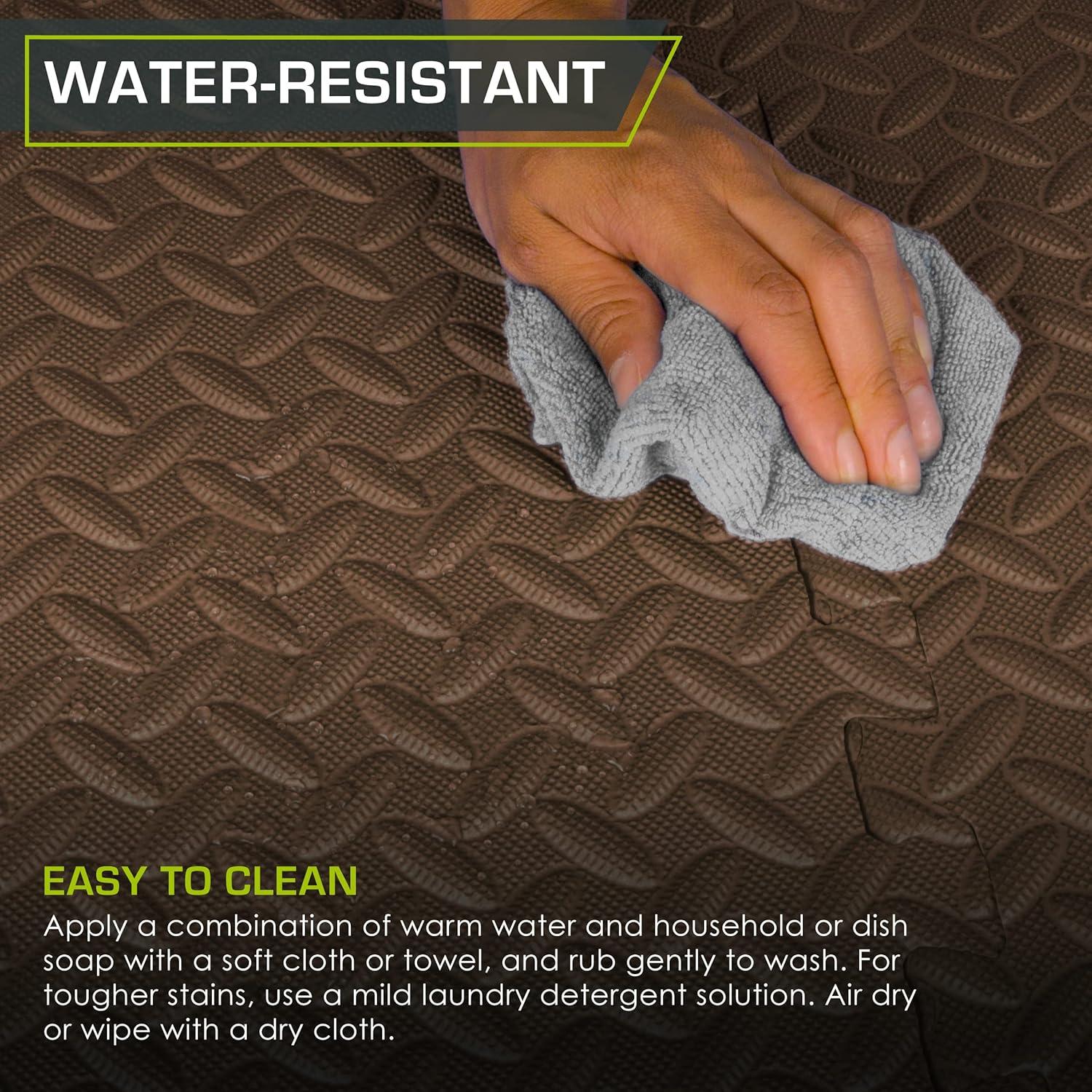 ProsourceFit Exercise Puzzle Mat 1/2-in, Brown, 24 Sq Ft - 6 Tiles