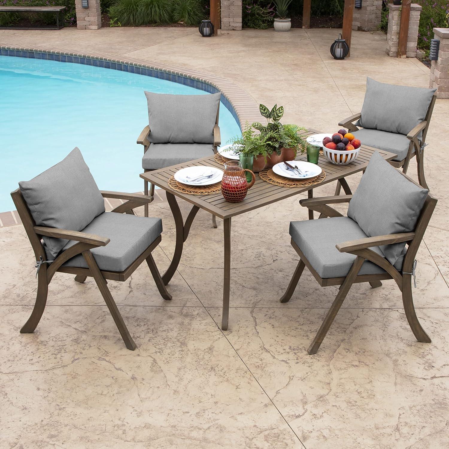 Arden 23"x17" Woven Outdoor Dining Chair Cushion Set Paloma Valencia: Fade & Water-Resistant Patio Seat