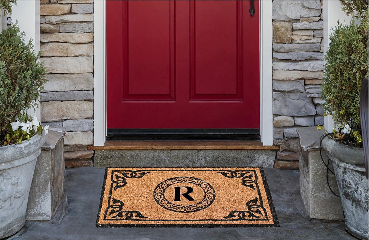 A1HC First Impression Hand Crafted by Artisans Geneva Monogrammed Entry Doormat, 24"X39" R